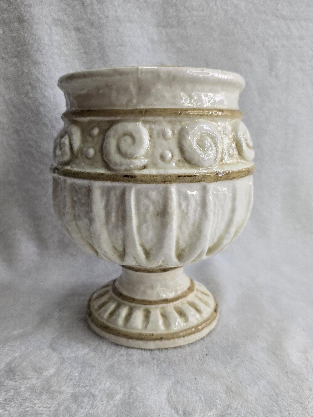 Vintage Napcoware Cream Ceramic Goblet Pedestal Urn Planter Made In Japan